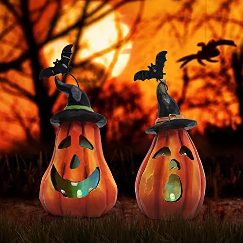 Hodao Halloween Pumpkin Decor, Gothic JackoLantern Resin Tabletop Figurines