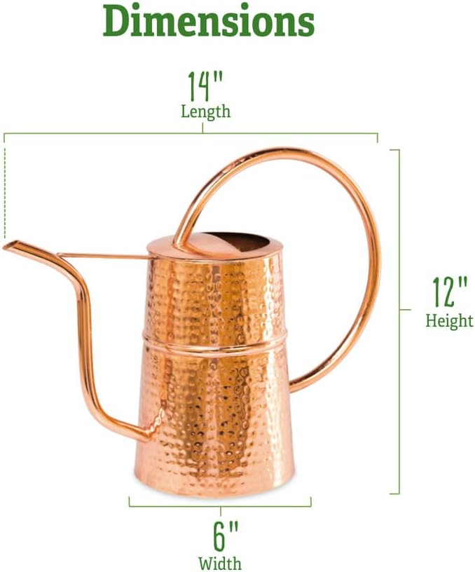 Gardener’s Supply Company Copper Plated Indoor Watering Can | 3 Quart Water Capacity, Curved Spout for Houseplants