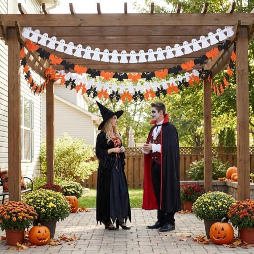 8 Pack Halloween Paper Garland Decoration Set, Witch Ghost Paper Chain