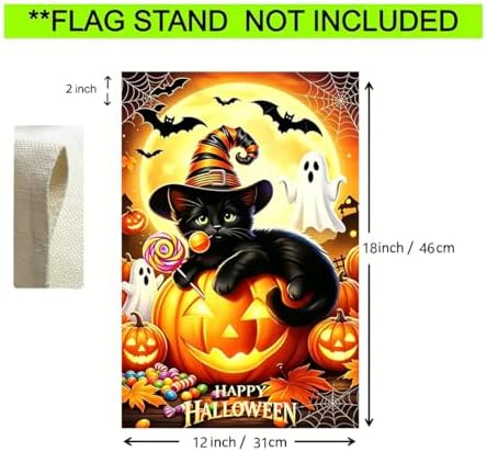 Halloween Black Cat Garden Flags Outside 12x18 Double Sided Burlap