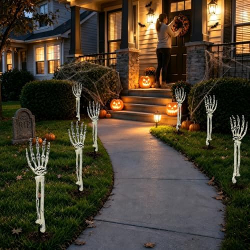 12PCS Realistic Skeleton Hands Stakes, Halloween Outdoor Yard Lawn Decor