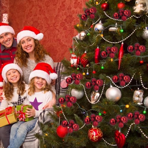 Daifunli 8 Pcs Burgundy Christmas Tree Picks 7.87 Inch Christmas Balls Ornaments Xmas Hanging Decorations for Xmas Tree Topper DIY Wreath Holiday Floral Vase Fillers Crafts Home Decor