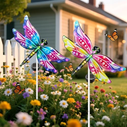 Hexagram Dragonfly Garden Stakes Decor, Dragonfly Garden Yard Stakes