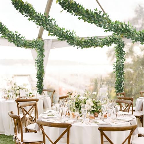 RECUTMS Artificial Silk Willow Leaves Vine 2Pc Italian Ruscus Garland 6.2FT