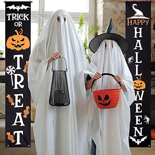 Halloween Porch Banners Pumpkin Trick or Treat Front Door Decorations