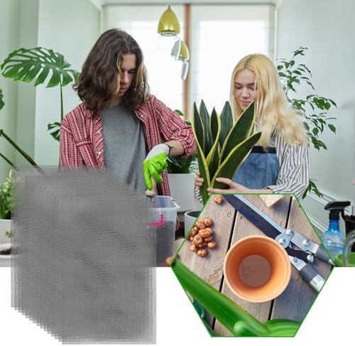 lasuroa 15pcs Flower Pot Hole Netting Mesh Pad, 30x20cm/11.8x7.8 Inch Bonsai Eye Mesh Drainage Screens Plant Pot Drainage Meshes Plant Accessories Kit Screen Meshes Preventing Substrate Leakage