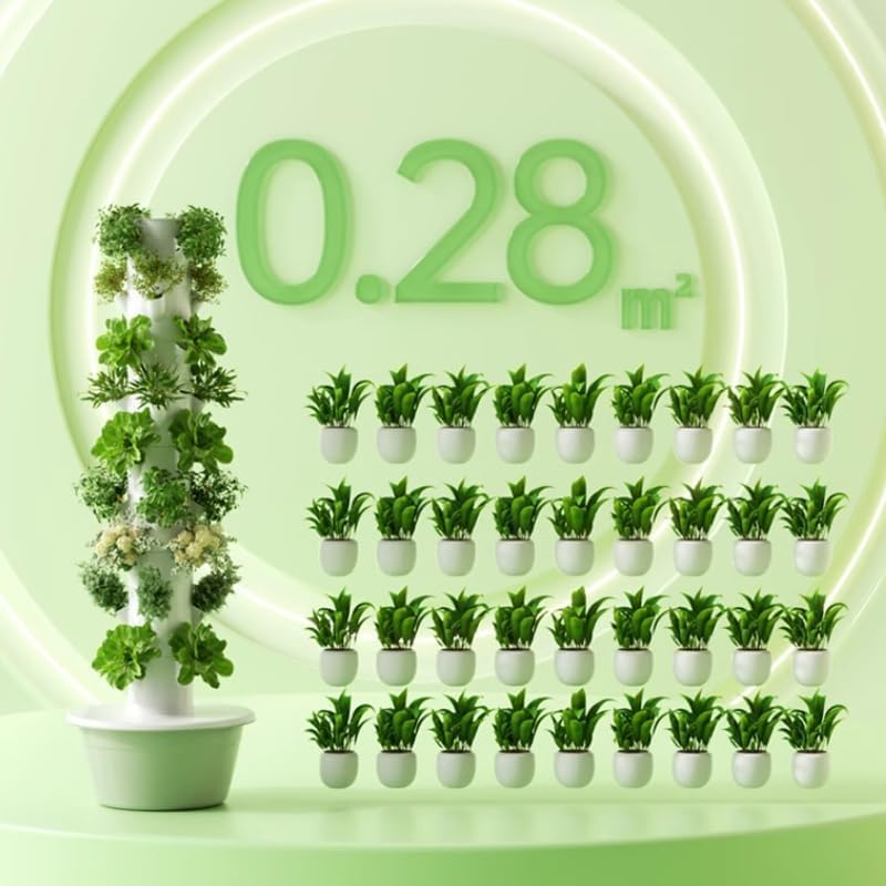 Hydroponic Growing Kit System, Tower Garden Hydroponic Tower with 4 LED Grow Lights, 7 Layer 28 Pots Planter, Indoor