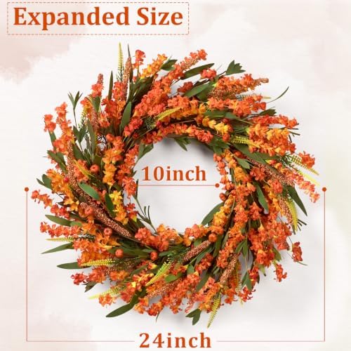 Waipfaru 24 Inch Fall Wreaths for Front Door Outside