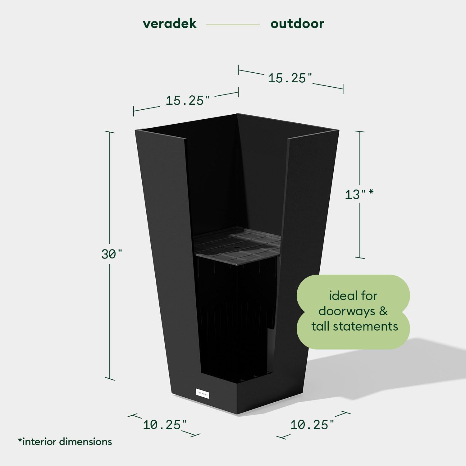 Veradek Pure Series Taper Planter - Tall Tapered Outdoor Planter with Shelf | Made From Durable Plastic Featuring a