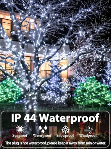 Extendable 108FT 300 LED Christmas String Lights Indoor Outdoor Cool White