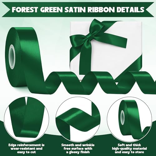 30 Yards 1 in Forest Green Satin Ribbon for Gift Wrapping St. Patrick's Day