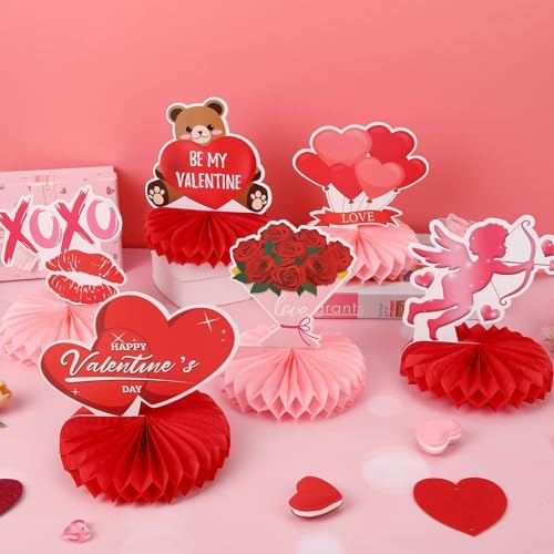 Valentine Table Centerpiece, 10Pcs Pink Heart Table Topper Decor