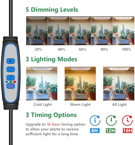 Aumtrly Grow Lights for Indoor Plants, 276 LED Full Spectrum Lamp 2 Panel