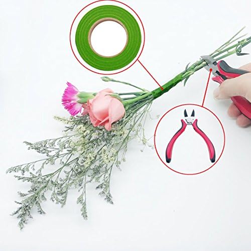Woohome Floral Stem Arrangement Tools Kit with Wire Cutter Green Floral Tapes 26 Gauge Green and Dark Brown and White Floral Stem Wire and 22 Gauge Paddle Wire for Bouquet Stem Wrap Florist