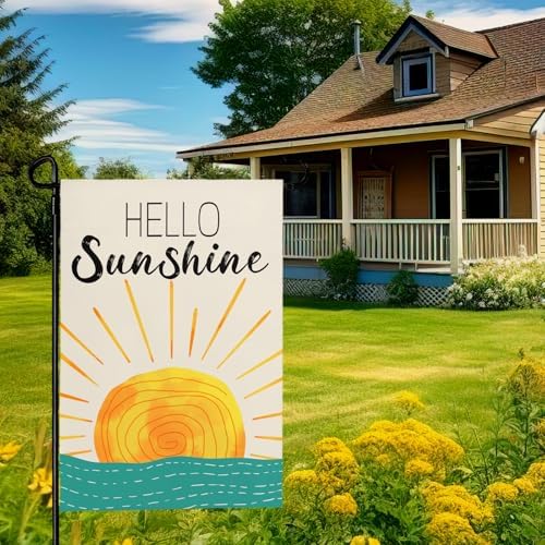 Summer Hello Sunshine Garden Flags 12x18 Double Sided Small Yard Flag for Outside Decorations Outdoor Lawn Flags