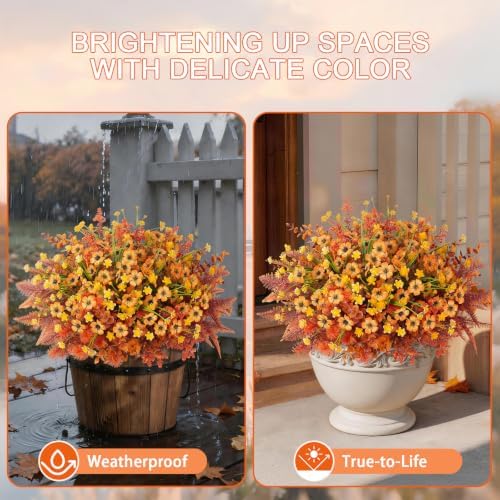 Fall Artificial Mums Flowers for Outdoors Planter Fake Plants 12 Bundles