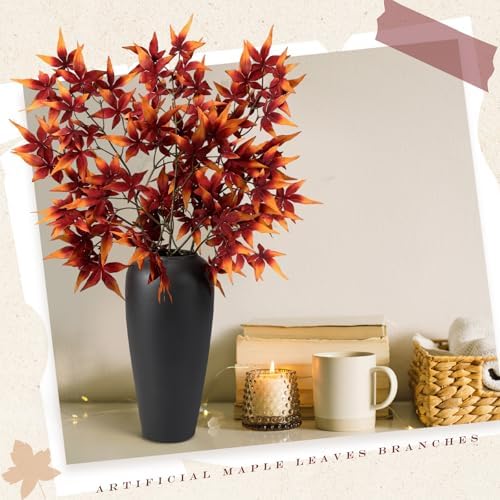 Janinka 29" Fall Stem Leaf for Vase Artificial Japanese Maple,Orange Red