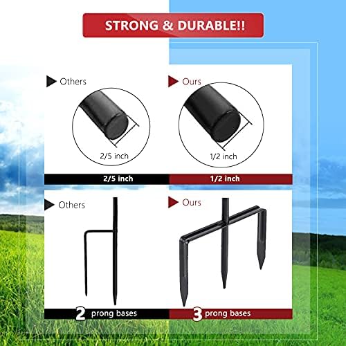 EXCMARK 4 Pack Shepherd Hook Adjustable Height 31/24/16’’ 1/2 inch Thick Use at Weddings, Hanging Solar Lights, Lanterns, Bird Feeders, Metal Hanger Hook (Black, 31 inch). U.S. Patent.