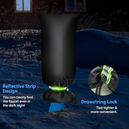 MIXC Outdoor Faucet Covers for Winter Freeze Protection, 15" x 35" Hose Bib Covers for Winter, Reusable Thicker Waterproof Insulated Spigot Cover