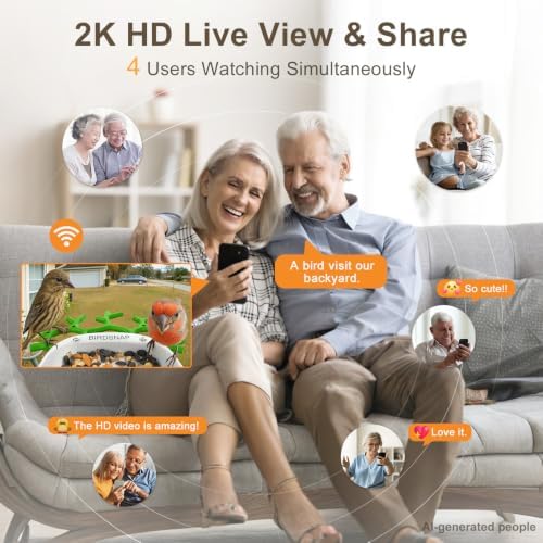 Smart Bird Feeder with Camera Solar Powered 2K HD Live Video with 32GB Card