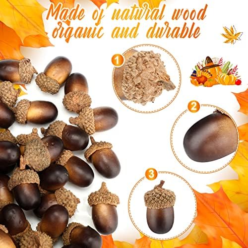 Syhood 300 Pieces Mini Artificial Acorn Bulk with Natural Cap, Dark Brown
