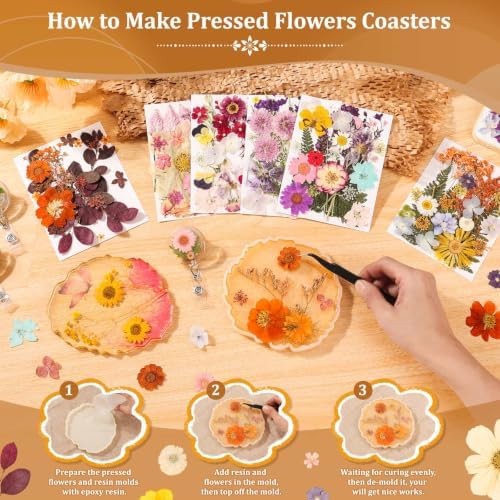 Evatage 180 Pcs Real Dried Pressed Flowers for Resin Crafts