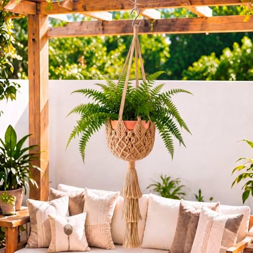Shappy 1 Pack Boho Macrame Plant Hanger for Indoor
