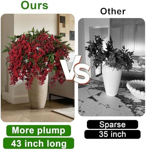 43 Inch Artificial Nandina Berry Stems for Christmas Realistic Floral Picks