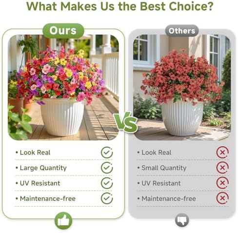 Alupssuc 48 Bundles Artificial Daisy Flowers UV Resistant for Outdoor Decor