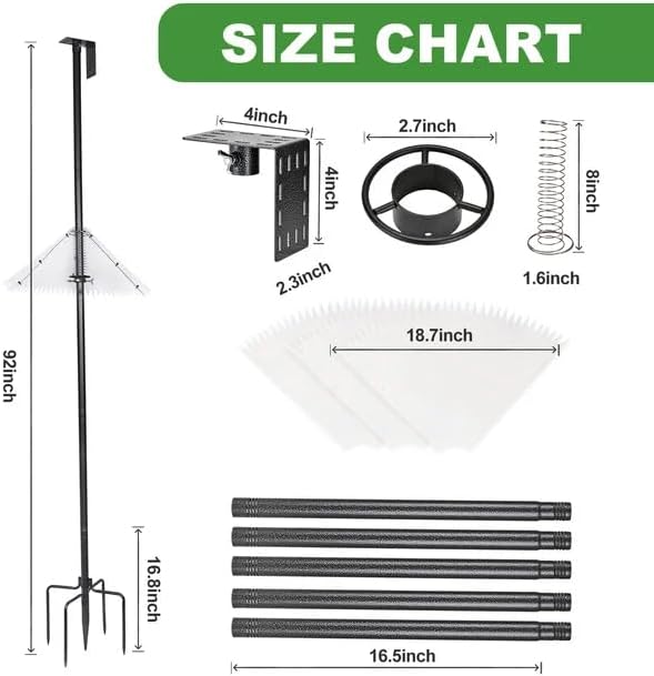 92" Bird Feeder Pole, Heavy-Duty Bird Feeder Pole with Squirrel Baffle