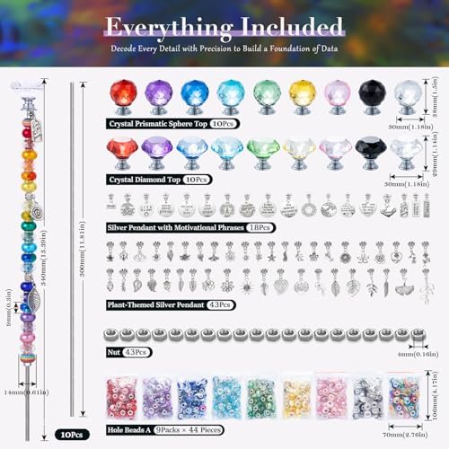 513Pcs DIY Beaded Garden Stakes, Fairy Wand Kit with 18 Threaded Rod