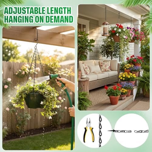 Outus 4 Pack Hanging Chain for Bird Feeders Planters, 9.5 Inch, Black