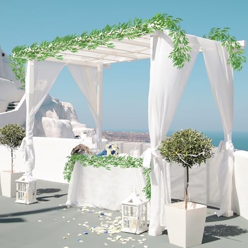 RECUTMS Artificial Silk Willow Leaves Twig Garland 2Pc 6Ft Light Green Vine