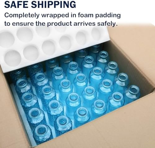 Glass Bud Vases 30 Pack, Small Blue Flower Vases for Centerpieces in Bulk