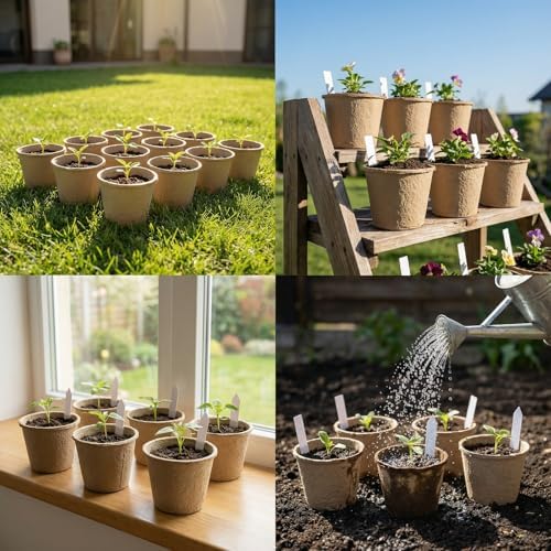 10 Packs 5 Inch Large Peat Pots, Seedling Pots with Drainage Holes