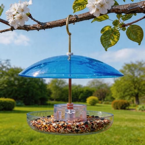 8" Mini Plastic Rain Cover for Bird Feeder, Blue Weather Guard Baffle Dome