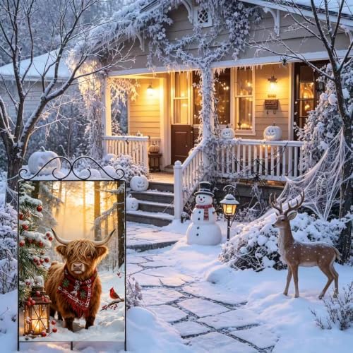 Large Winter House Garden Flags for Outside 28x40 Double Sided