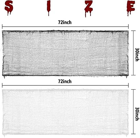 Alpurple 8 PCS Halloween Creepy Cloth Decoration, 30 x 72 Inch Black Spooky Giant Cheesecloth, Freaky Loose Weave Creepy Cloth Fabric Scary Spooky for Halloween Party Decoration (4 Black + 4 White)