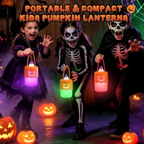 Rechargeable Halloween Pumpkin Lantern Lights LED JackoLantern with Lanyard