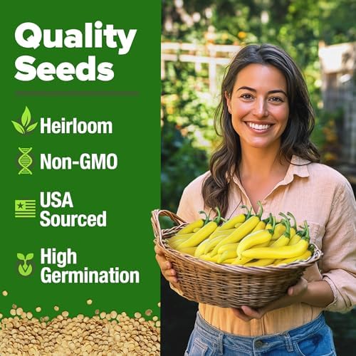 HOME GROWN Banana Pepper Seeds, 94+ Seeds, Capsicum annuum