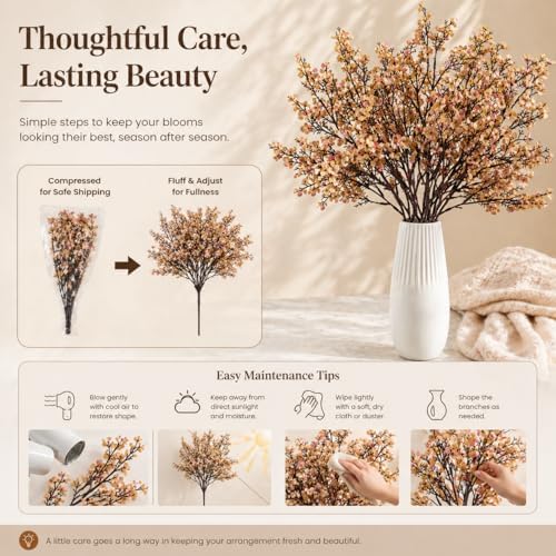 Mandy's 15 Bundles Artificial Light Brown Baby’s Breath Flowers