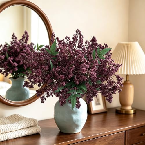 Thewe 12Pcs Berries Stems Fake Flowers for Vase