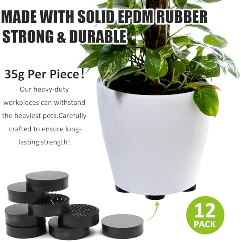 12 Pack Invisible Pot Feet, Solid Rubber Pots Risers