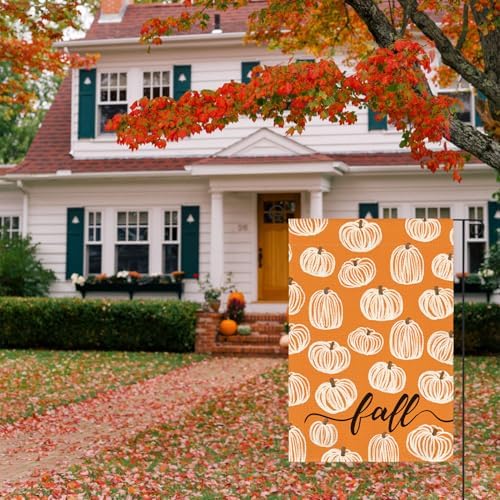 AVOIN colorlife Rustic Pumpkins Fall Garden Flag 12x18 Inch Outside Orange
