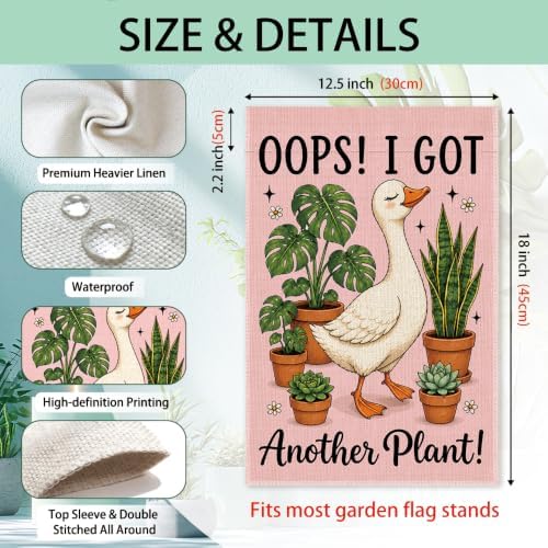 Funny Oops I Got Another Plant Double Sided Garden Flags for Outside