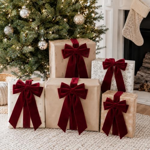 Velvet Bows for Christmas Tree, Christmas Bows for Garland Wreath Decor