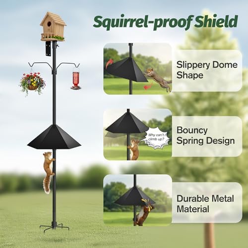 95 Inch Bird Feeder Pole Kit, Squirrel Baffle, 5-Prong Base