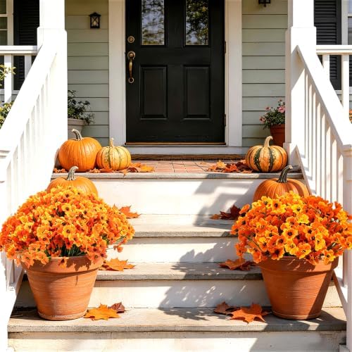 ColoPlay Artificial Mums for Outdoors, 24 Bundles Fake Flowers Fall Decor