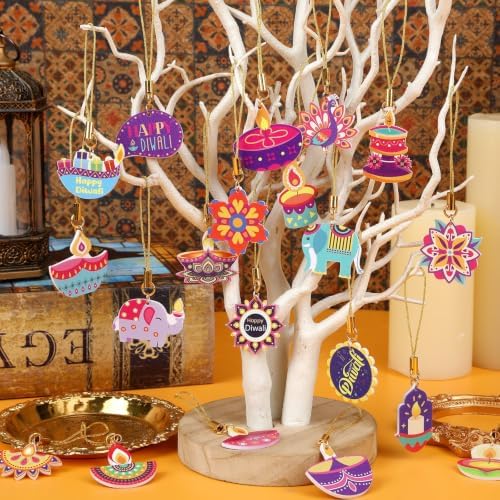 36Pcs Diwali Ornaments, Double Side Acrylic Diwali Hanging Decor