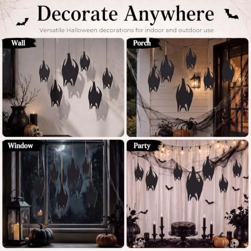 Shimeyao 7 Pcs Halloween Outdoor Decoration Hanging Metal Bats
